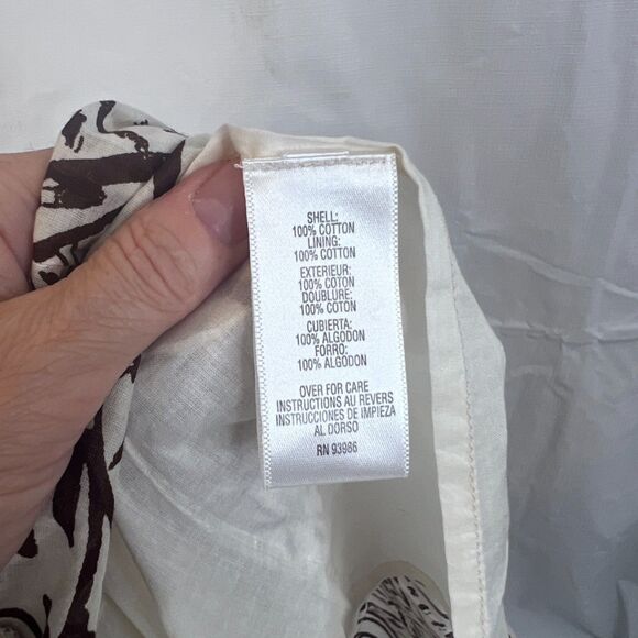 Casual Corner Aline Pleated Skirt 100% Cotton Lined Abstract Boho Size 10 Soft - Picture 8 of 10